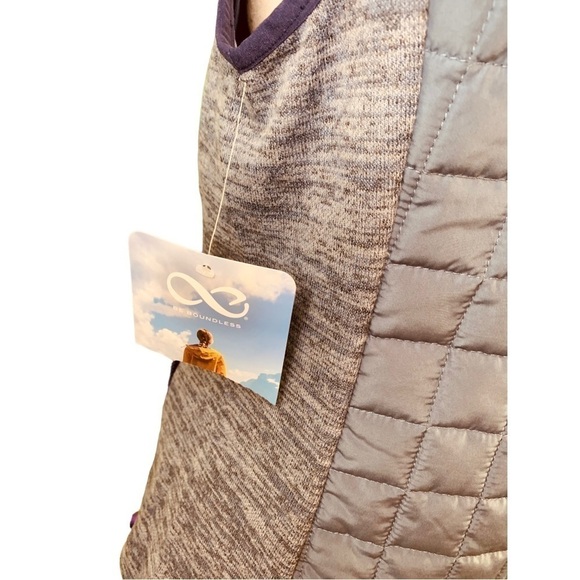 New Women's Medium Be Boundless Soft Touch Zip Up Mixed-Media Vest Light Blue - Picture 9 of 13